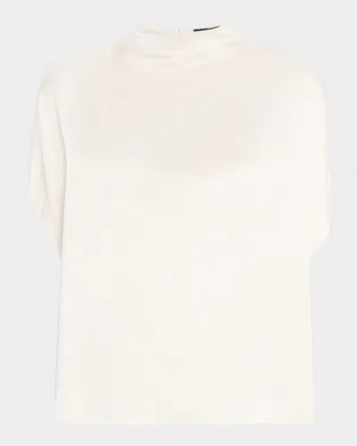 Lapointe Mock-neck Satin Cape T-shirt In Berry