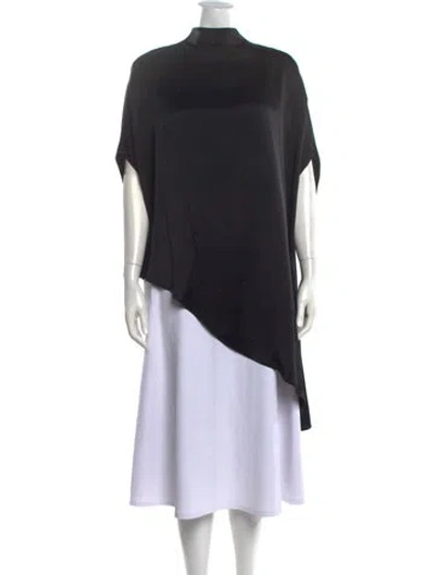 Pre-owned Lapointe Mock Neck Short Sleeve Top W/ Tags In Black