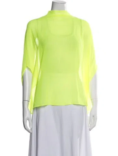 Pre-owned Lapointe Mock Neck Short Sleeve Top W/ Tags In Yellow