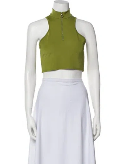 Pre-owned Lapointe Mock Neck Sleeveless Crop Top In Green