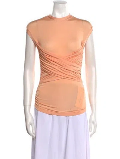 Pre-owned Lapointe Mock Neck Sleeveless Top In Orange