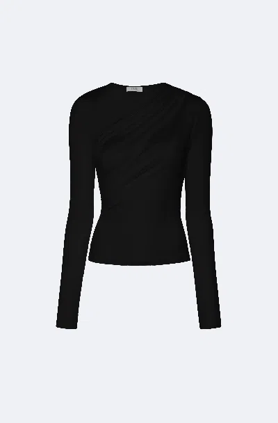 Lapointe Modal Jersey Asymmetrical Ruched Top In Black