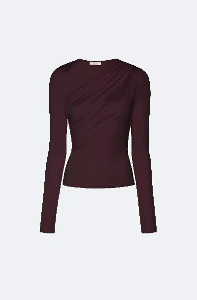 Lapointe Modal Jersey Asymmetrical Ruched Top In Mulberry