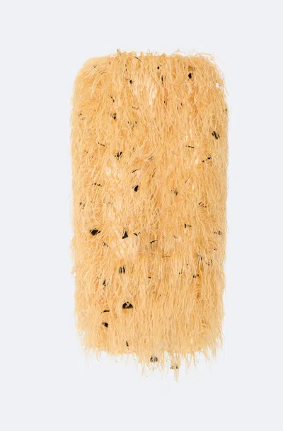 Lapointe Multi Feather Embroidery High Waist Skirt In Honey