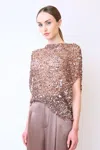 Lapointe Net Mesh Sequin Cape Tee In Cinder