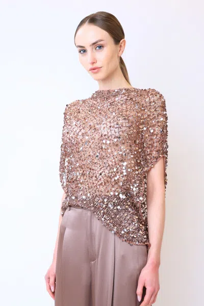 Lapointe Net Mesh Sequin Cape Tee In Cinder
