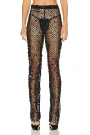 Lapointe Net Mesh Sequin Flare Leg Pant In Black