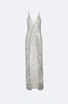 Lapointe Net Mesh Sequin Long V Neck Cami Top In Silver