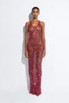 Lapointe Net Mesh Sequin Tank Gown In Deep Pink