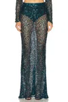 Lapointe Net Paillette Maxi Skirt In Green