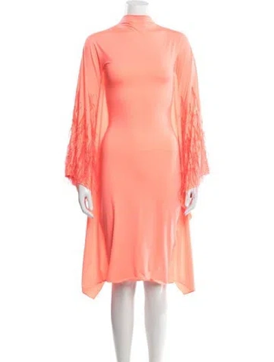 Pre-owned Lapointe Nylon Fringe Trim Accent Nightgown In Orange