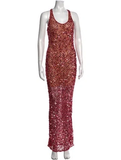 Pre-owned Lapointe Nylon Long Dress In Red