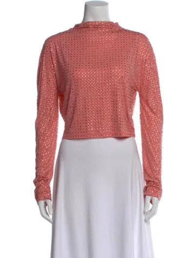 Pre-owned Lapointe Nylon Mock Neck Crop Top W/ Tags In Pink