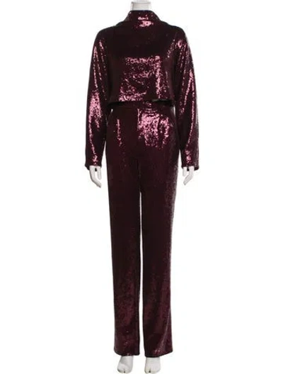 Pre-owned Lapointe Nylon Patterned Pant Set W/ Tags In Burgundy