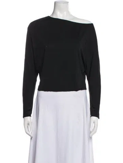 Pre-owned Lapointe Off-the-shoulder Long Sleeve Top In Black