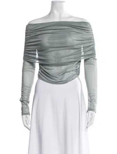 Pre-owned Lapointe Off-the-shoulder Long Sleeve Top In Green
