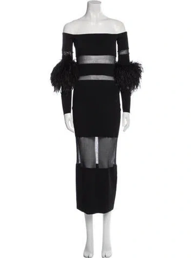 Pre-owned Lapointe Off-the-shoulder Midi Length Dress In Black