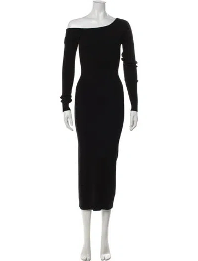 Pre-owned Lapointe Off-the-shoulder Midi Length Dress In Black