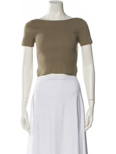 Pre-owned Lapointe Off-the-shoulder Short Sleeve Crop Top In Neutral
