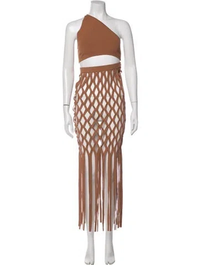 Pre-owned Lapointe One-shoulder Long Dress In Brown