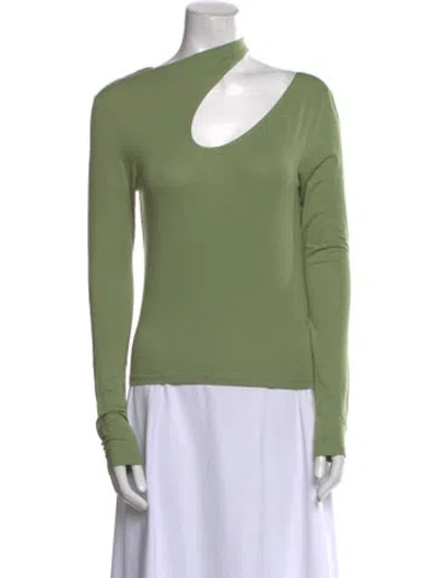 Pre-owned Lapointe One-shoulder Long Sleeve Sweatshirt In Green