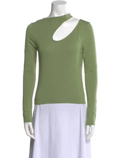 Pre-owned Lapointe One-shoulder Long Sleeve Top In Green
