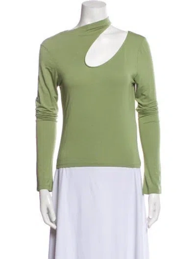 Pre-owned Lapointe One-shoulder Long Sleeve Top In Green