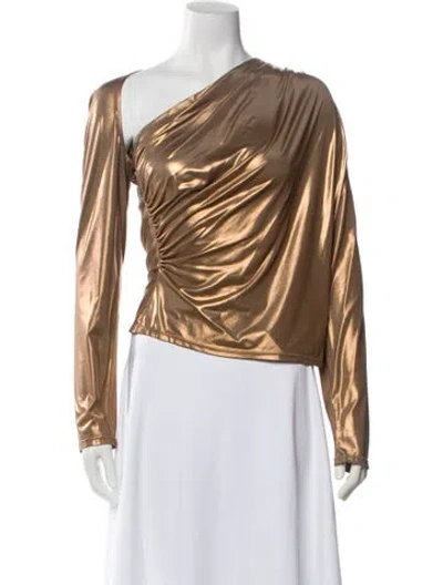 Pre-owned Lapointe One-shoulder Long Sleeve Top W/ Tags In Gold
