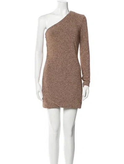 Pre-owned Lapointe One-shoulder Mini Dress In Brown
