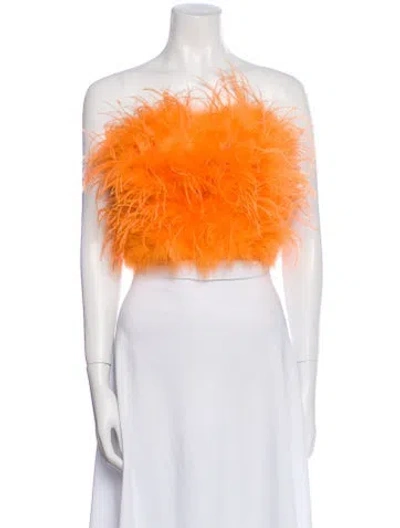 Pre-owned Lapointe One-shoulder Sleeveless Crop Top W/ Tags In Orange