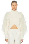 Lapointe Organic Cashmere Crossover Ostrich Sweater In White