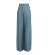 Lapointe Organic Silk Wide-leg Trousers In Blue