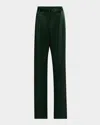 Lapointe Organic Silky Twill Belted Straight-leg Pants In Forest
