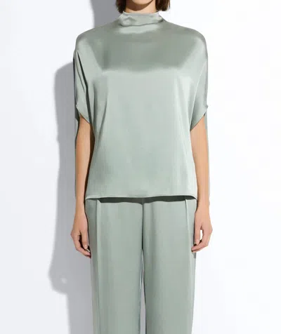 Lapointe Organic Silky Twill Cape Tee In Jade In Blue