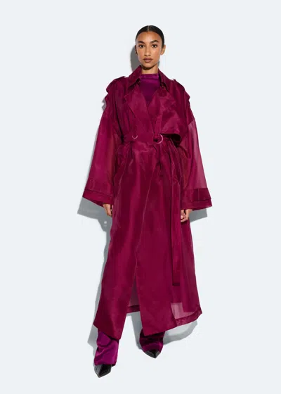 Lapointe Organza Trench In Berry
