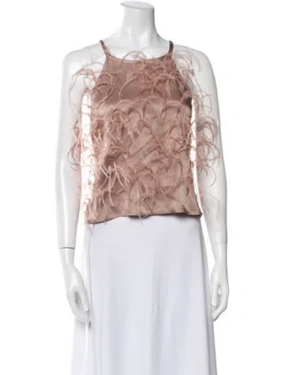 Pre-owned Lapointe Ostrich Square Neckline Crop Top In Multi