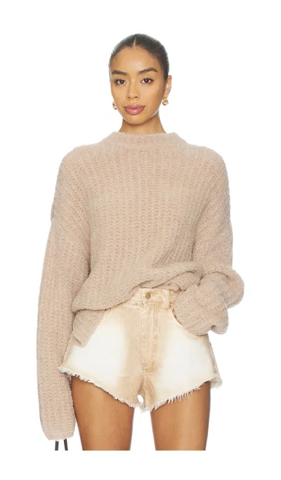 Lapointe Oversized Crew Neck Sweater In Brown