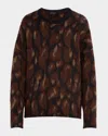 Lapointe Oversized Leopard Jacquard Crewneck Sweater In Brown