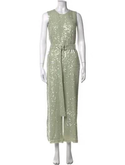 Pre-owned Lapointe Patterned Crew Neck Jumpsuit In Green