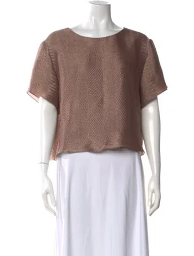 Pre-owned Lapointe Patterned Crew Neck Top In Brown