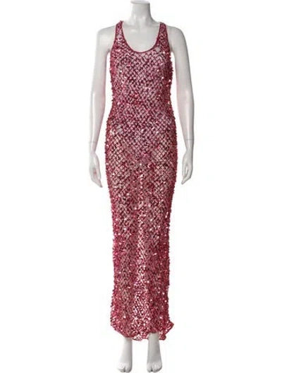 Pre-owned Lapointe Patterned Long Dress In Pink