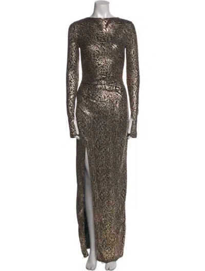 Pre-owned Lapointe Patterned Long Dress W/ Tags In Brown