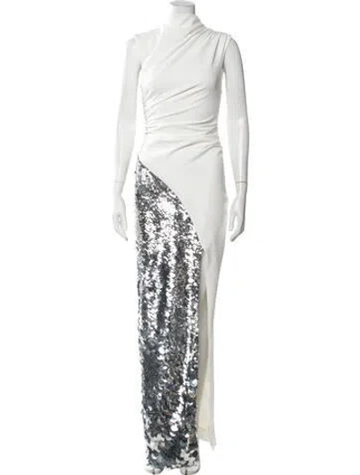 Pre-owned Lapointe Patterned Long Dress In White