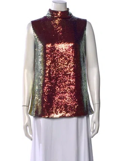 Pre-owned Lapointe Patterned Mock Neck Top In Multi