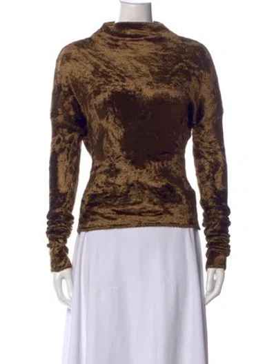 Pre-owned Lapointe Patterned Mock Neck Top W/ Tags In Brown