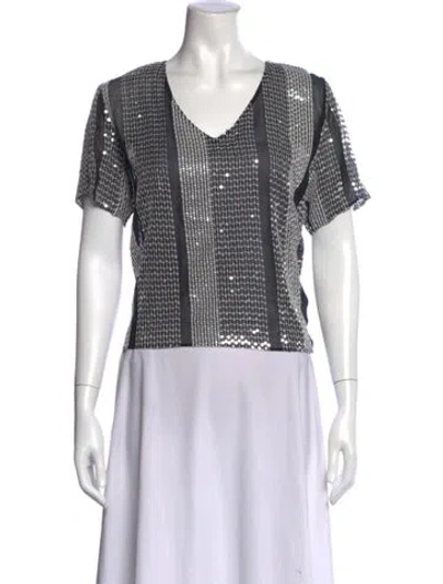 Pre-owned Lapointe Patterned V-neck Top In Multi