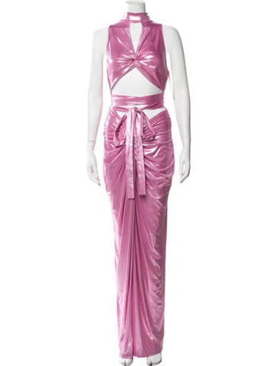 Pre-owned Lapointe Pleated Accents Skirt Set In Metallic/pink
