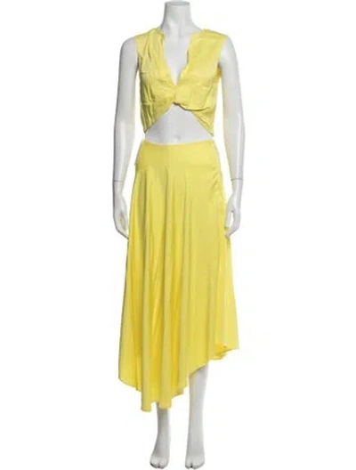 Pre-owned Lapointe Pleated Accents Skirt Suit In Yellow