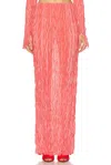 Lapointe Pleated Georgette Maxi Skirt In Hot Coral & Lotus