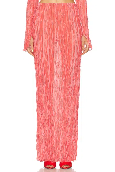 Lapointe Pleated Georgette Maxi Skirt In Coral